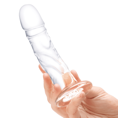 7" Curved Realistic Glass Dildo with Veins