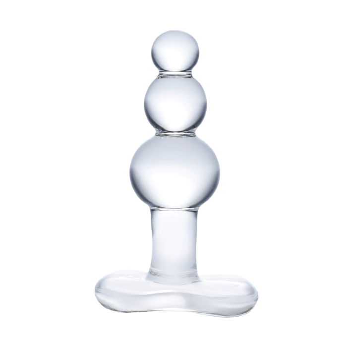4" Beaded Glass Butt Plug with Tapered Base